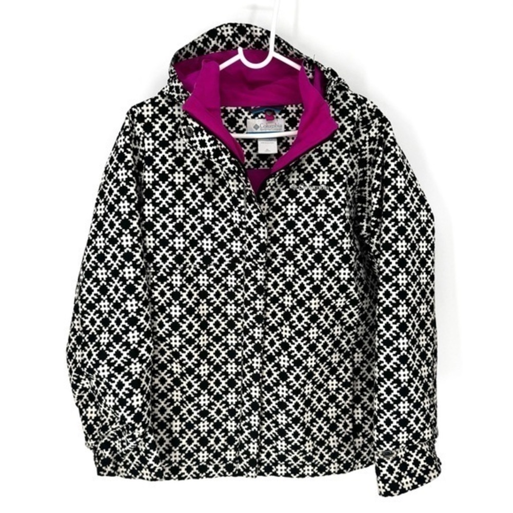 Columbia cottage core whimsy Houndstooth Jacket Vibrant Pink Interior raincoat